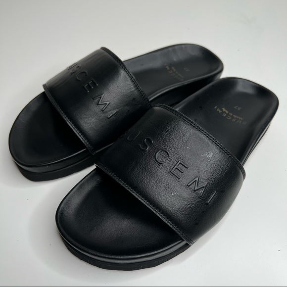 BUSCEMI Black Leather Slides Sandals Womens Size 37 EU 7 US - Picture 5 of 13